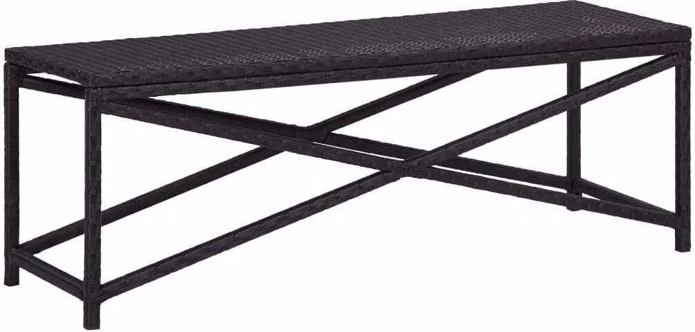 The Living Store Panca da giardino 120 cm Poly Rattan Nero