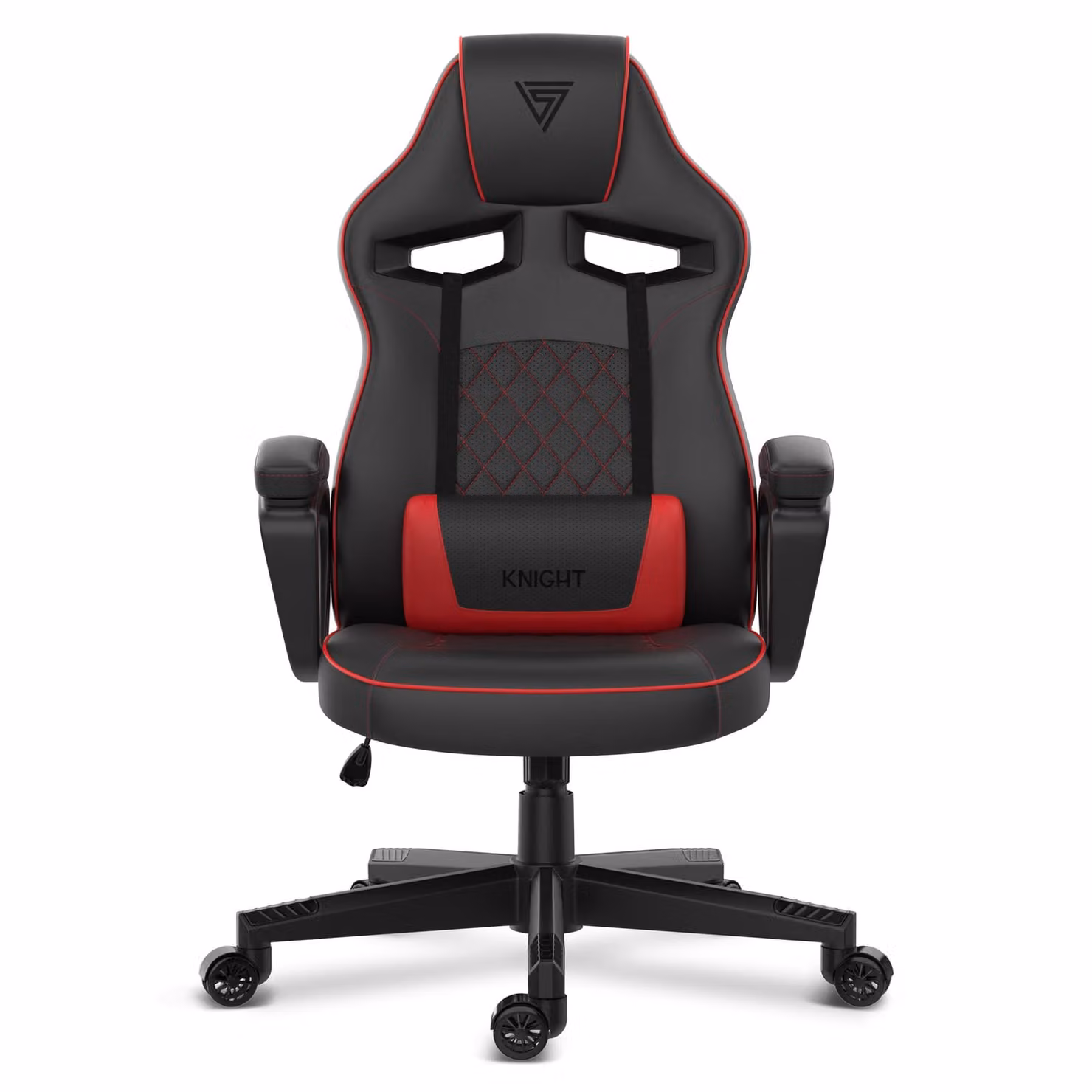 SENSE7 Knight Sedia da gioco in Pelle finta nera e rossa - Sedia da ufficio ergonomica Sedia da scrivania per PC Sedia da gaming Funzione oscillante Gamer 120 kg