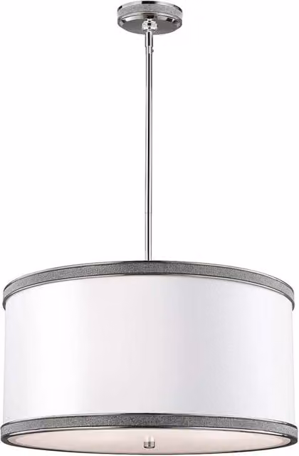 Lampada a sospensione Feiss Pave argento e bianca in metallo e tessuto, Ø 50,8 cm, 3xE27