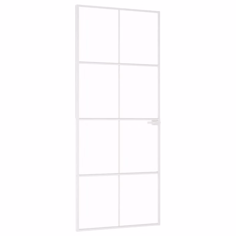 Porta Interna Bianca 83x201,5 cm Vetro Temperato Alluminio Slim