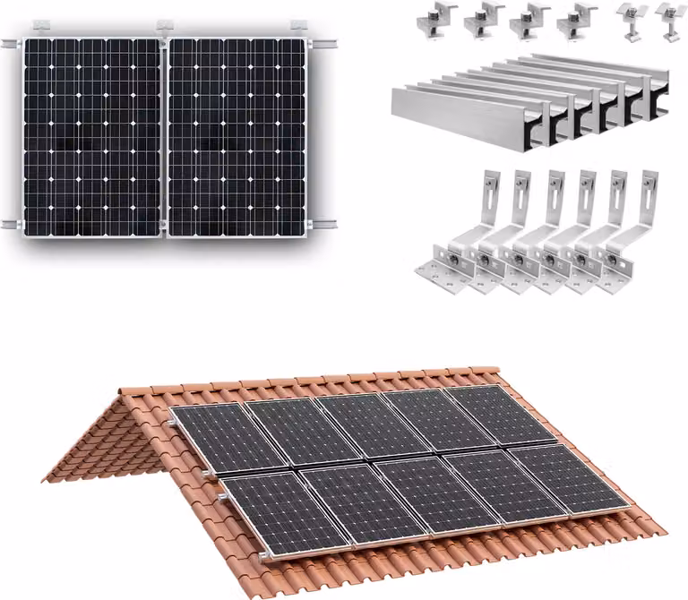 Set di montaggio per pannelli solari, opzioni di installazione versatili, struttura in alluminio resistente, 6 pz