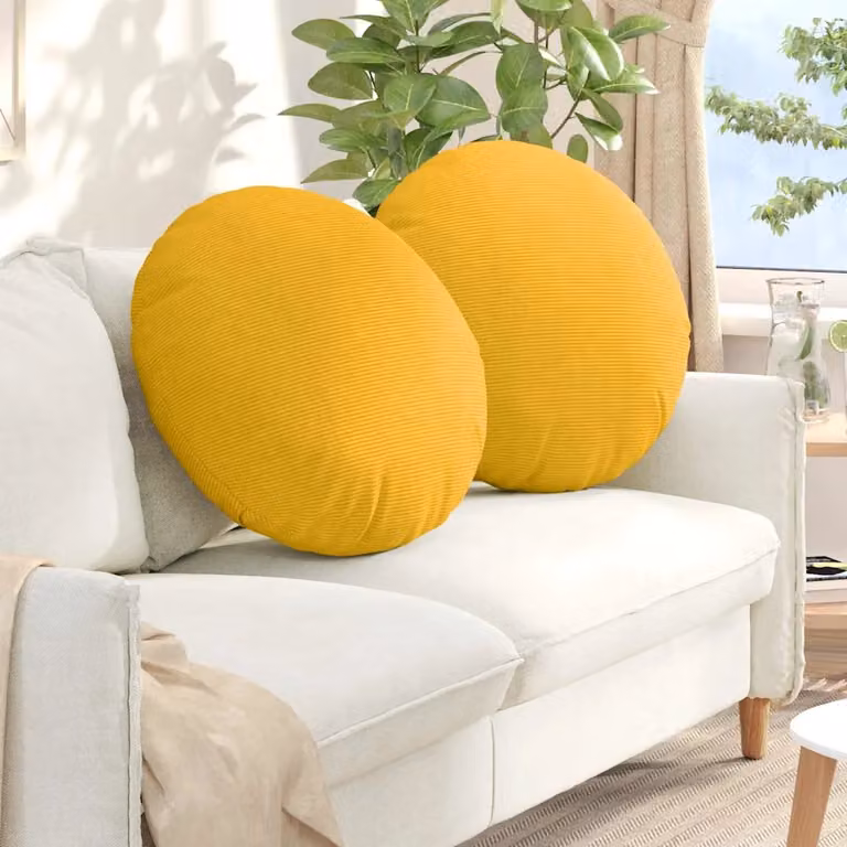Set di 2 cuscini per seduta vidaXL in tessuto a coste giallo, L 60 x P 60 x H 6 cm cm