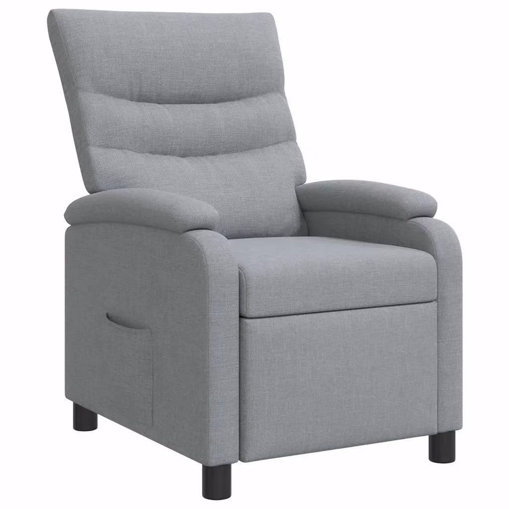 Poltrona reclinabile moderna in tessuto grigio con braccioli per relax in soggiorno o ufficio – 2