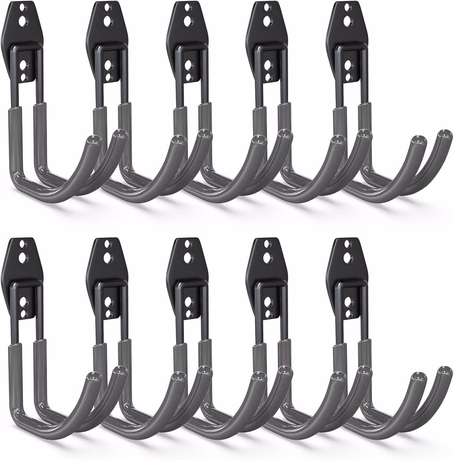 Supporti per dispositivi, confezione da 10 pezzi, capacità fino a 40 kg, colore nero, rivestimento antiscivolo, adatti per garage