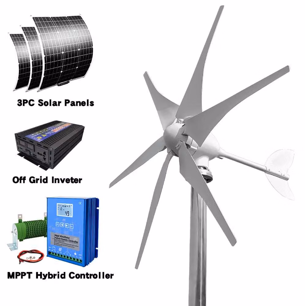 Turbina eolica - Generatore eolico - Turbina eolica - Energia sostenibile - 3000W - Energia solare ibrida - Energia autonoma