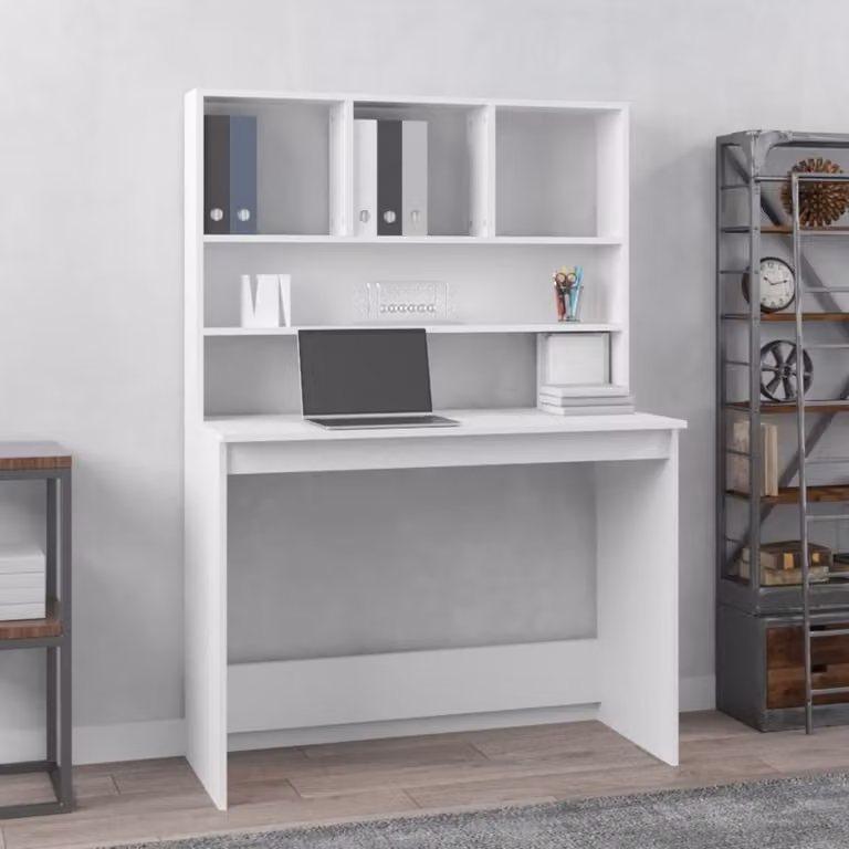 Maison Exclusive - Scrivania con scaffale Bianco 102x45x148 cm Materiale ligneo