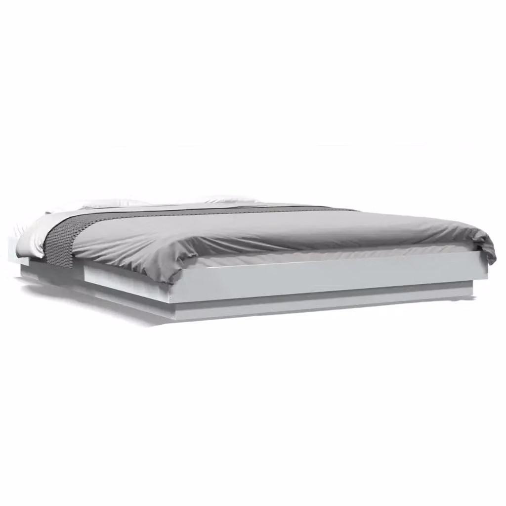 Giroletto vidaXL Bianco con Luci LED e Porte USB in Legno, L/P: 160 x 200 cm