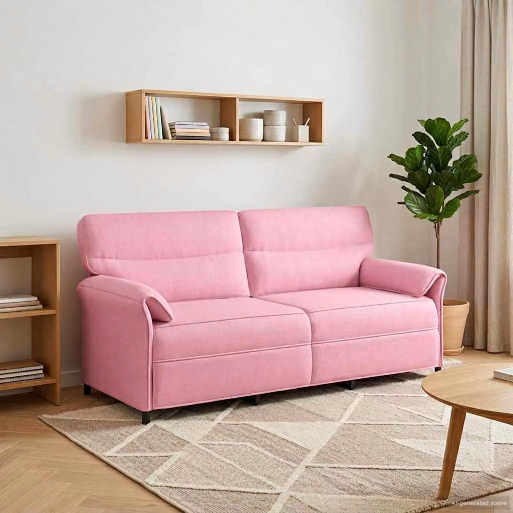 Divano moderno vidaXL in tessuto rosa con struttura in metallo e imbottitura in schiuma per il tuo soggiorno