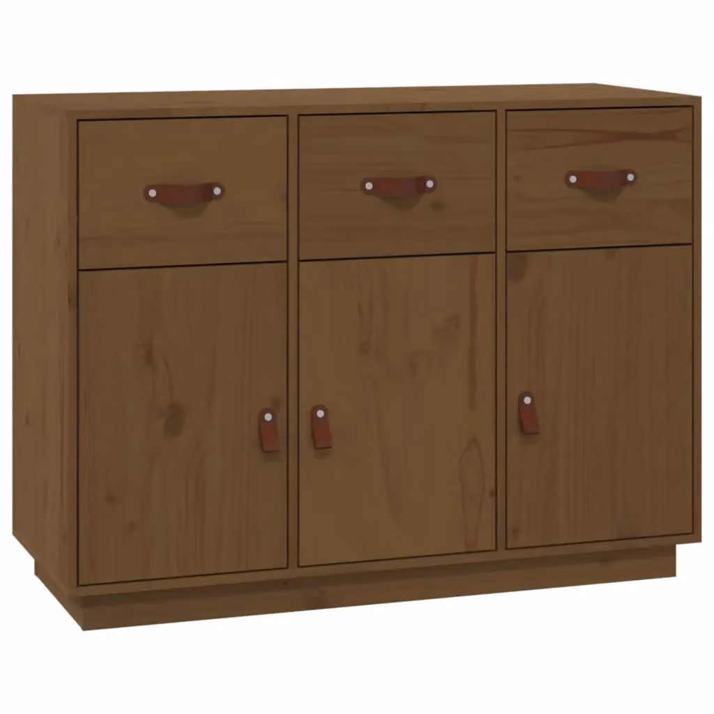Credenza rustica vidaXL in legno massello di pino color marrone L: 100 cm, P: 40 cm, H: 75 cm – 2