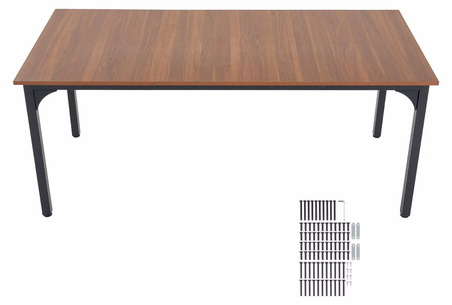 Tavolo da pranzo rettangolare SucceBuy, tavolo da cucina in legno (180 cm / capacità portante di 136,1 kg) per 6-8 persone, mobili da pranzo in stile rustico con gambe in ferro robuste, adatto per cucina, soggiorno, colore marrone (solo tavolo)