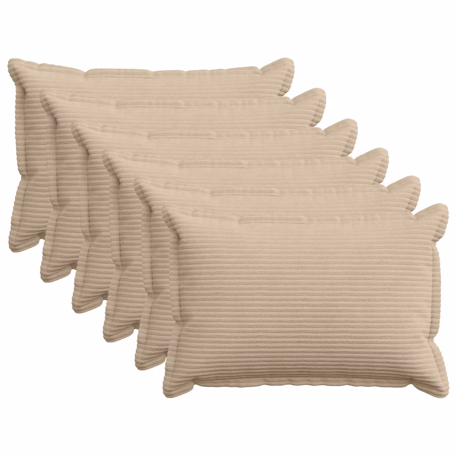 Set di 6 federe vidaXL HOUTEN in velluto a coste, colore tortora, L: 75 cm x P: 50 cm