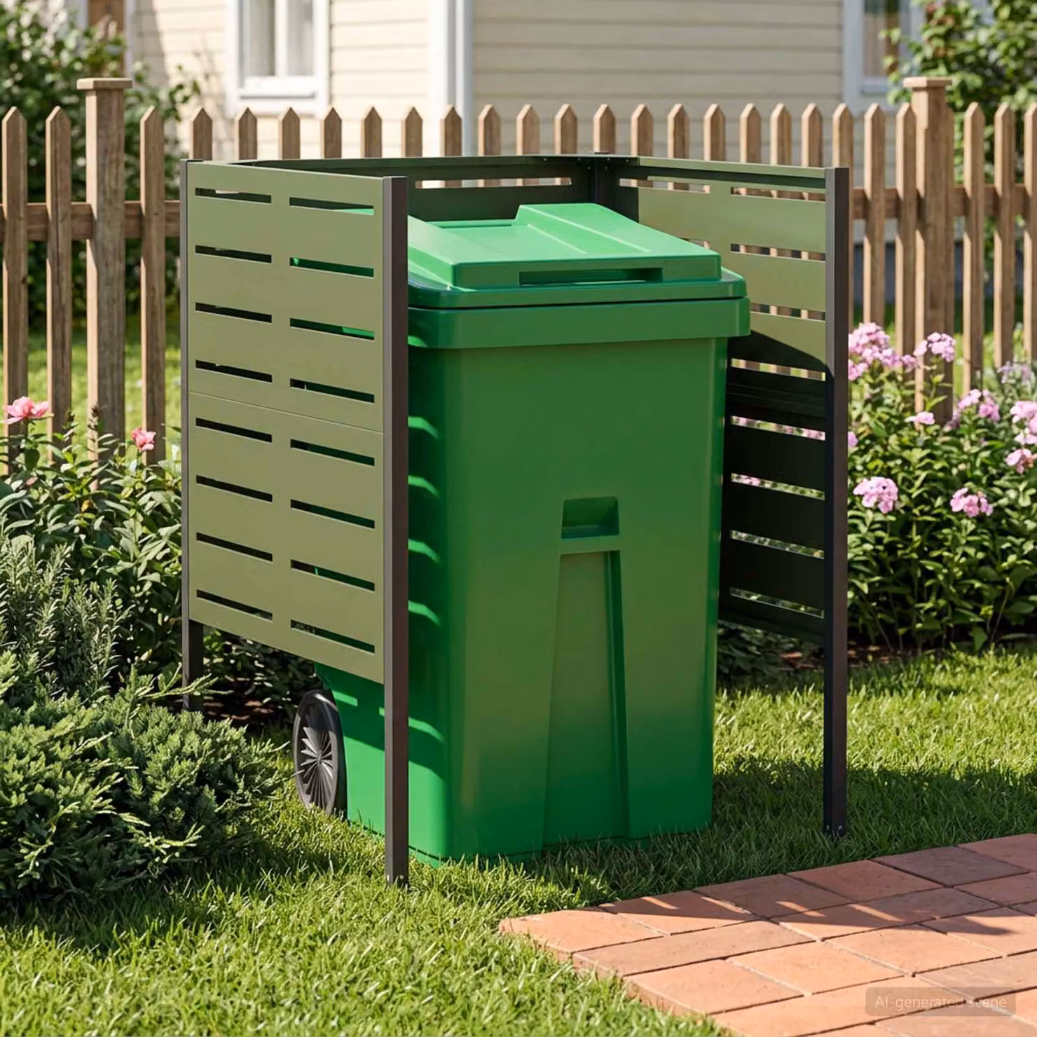 Paravent per bidone della spazzatura vidaXL in acciaio, disponibile in verde o antracite, L 85 x P 85 x H 113 cm