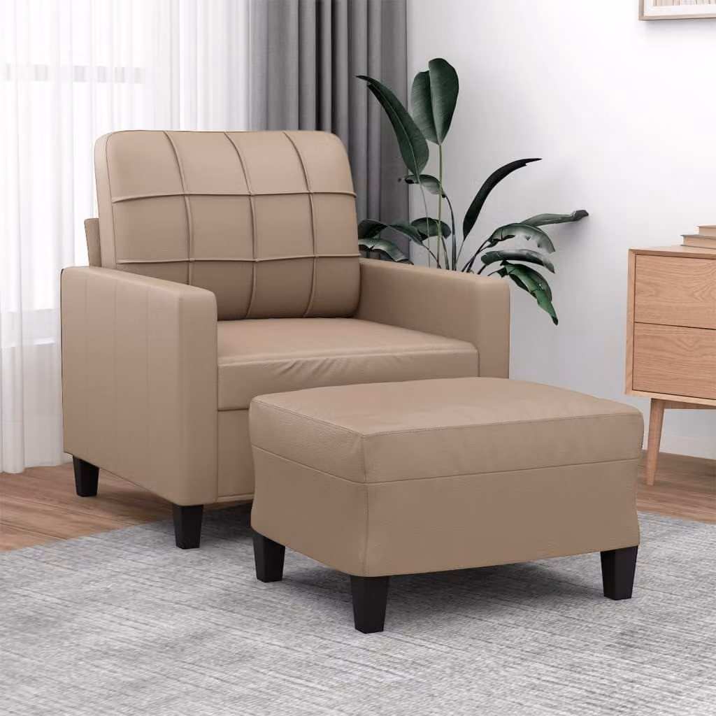 vidaXL Poltrona Relax con Poggiapiedi in Similpelle Beige e Marrone