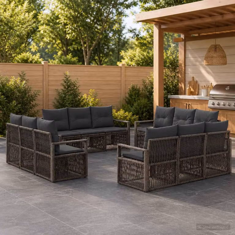 Maison Exclusive - Set di divani da giardino, 12 pezzi, grigio, in rattan sintetico