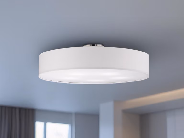 Lampada da soffitto a LED con paralume in tessuto bianco Ø 65 cm, grande lampada da corridoio, lampada da camera da letto