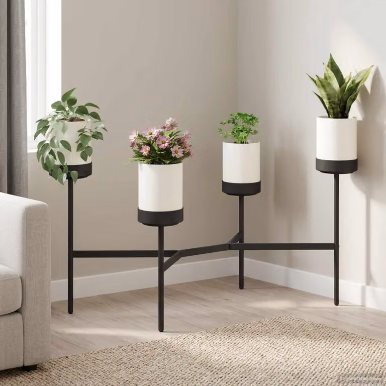 vidaXL Supporto per Fiori Moderno Bianco L: 125 cm, P: 55 cm, H: 81 cm