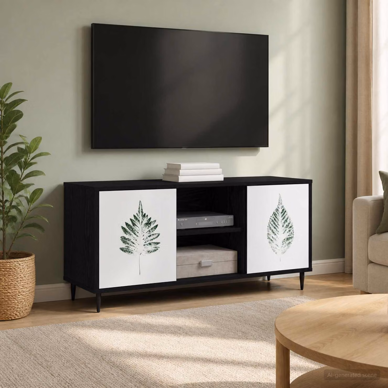 Mobile TV vidaXL HANAU Rovere Nero L 102 cm, P 33 cm, H 51 cm