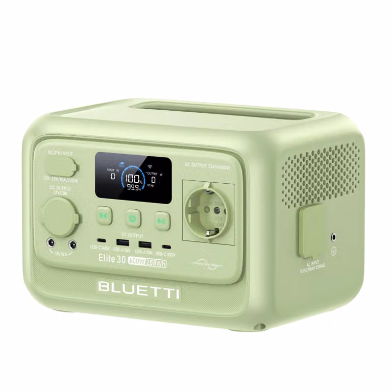 Stazione di ricarica portatile Elite 30 V2, batteria LFP da 288 Wh, uscita CA da 600 W, generatore solare per campeggio, blackout, camper (verde prato)