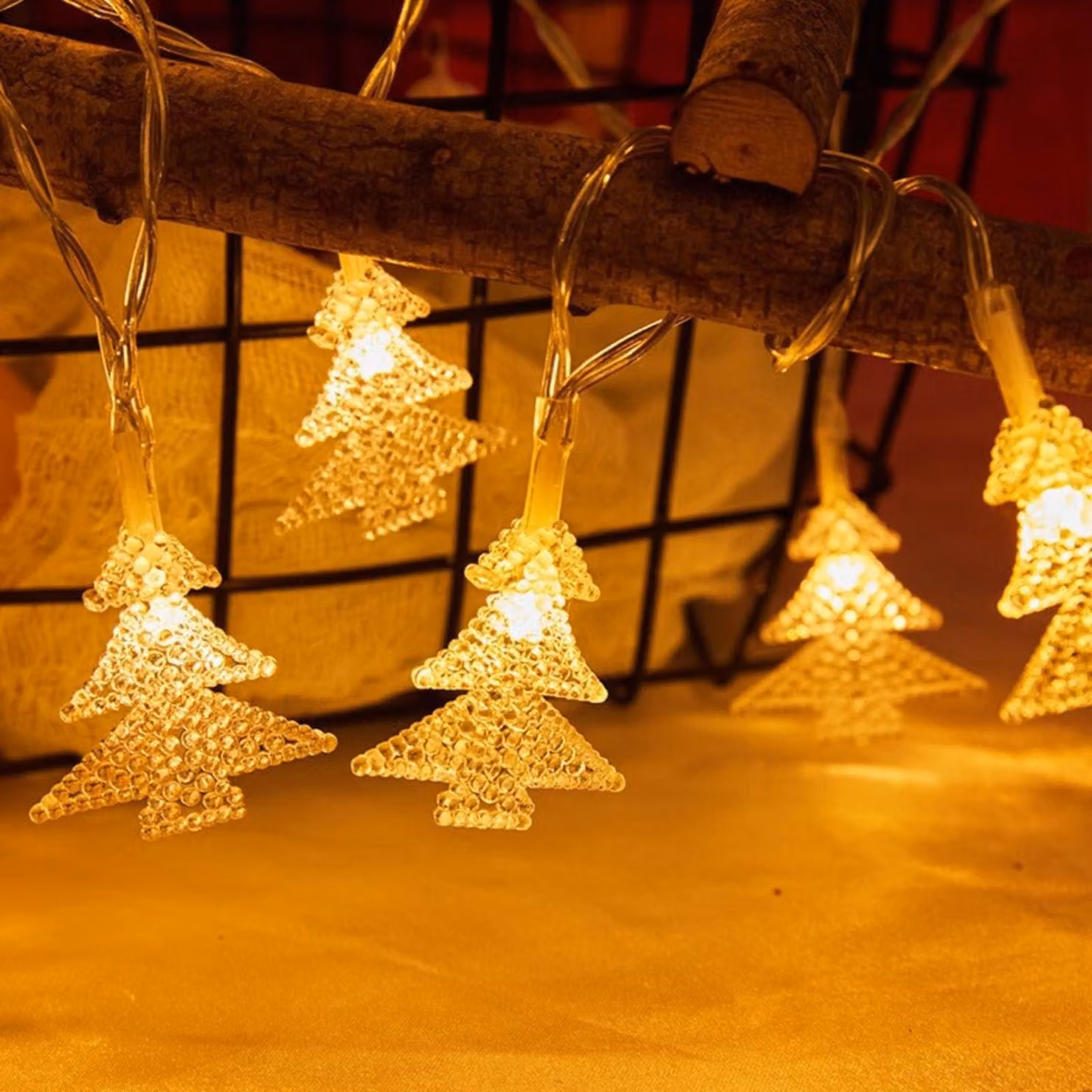Catena luminosa con stelle e fiocchi di neve, 2 metri, 2 LED, alimentata a batteria