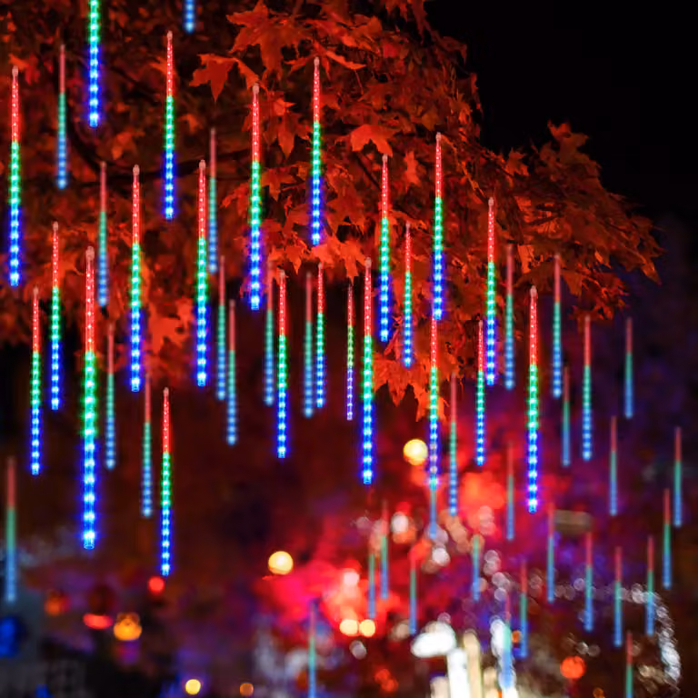192 LED Meteor Shower Fairy Lights Impermeabile Natale Meteor Icicle Lights, colorato