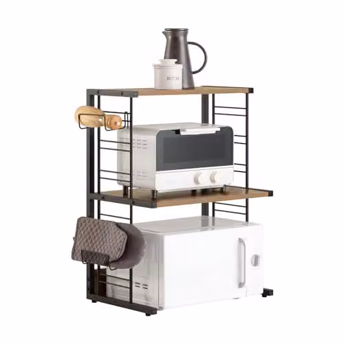 SoBuy Mensola microonde con 2 ripiani & 2 portabottiglie, 60x72x36cm
