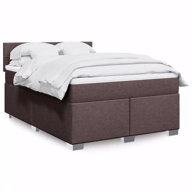 Letto Ibrido con Giroletto a Molle e Materasso vidaXL in Tessuto Marrone e Bianco L/P: 160 x 200 cm