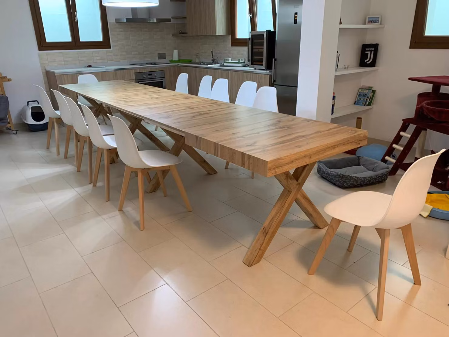 Tavolo rettangolare allungabile Mobili 2G in rovere nodato color beige e marrone L: 160 cm, P: 90 cm, H: 76 cm – 2