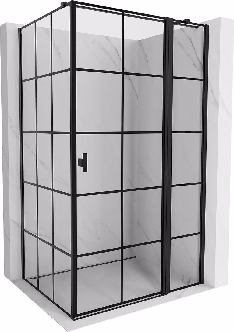 Mexen Mist T cabina doccia a battente destra 80 x 85 cm, griglia nera, nero - 8A4T-080-085-70-77-P