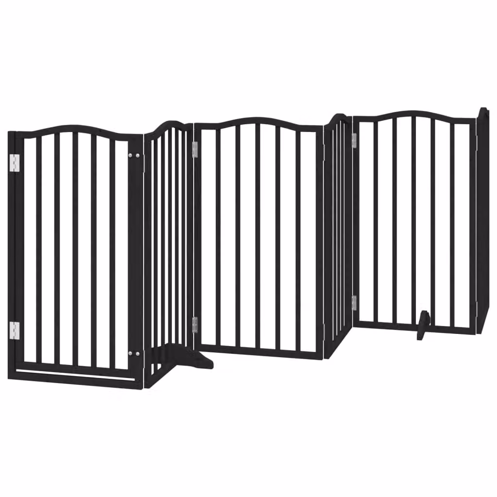Cancello per Cani Porta Pieghevole Nero 6 Pannelli 300cm Pioppo