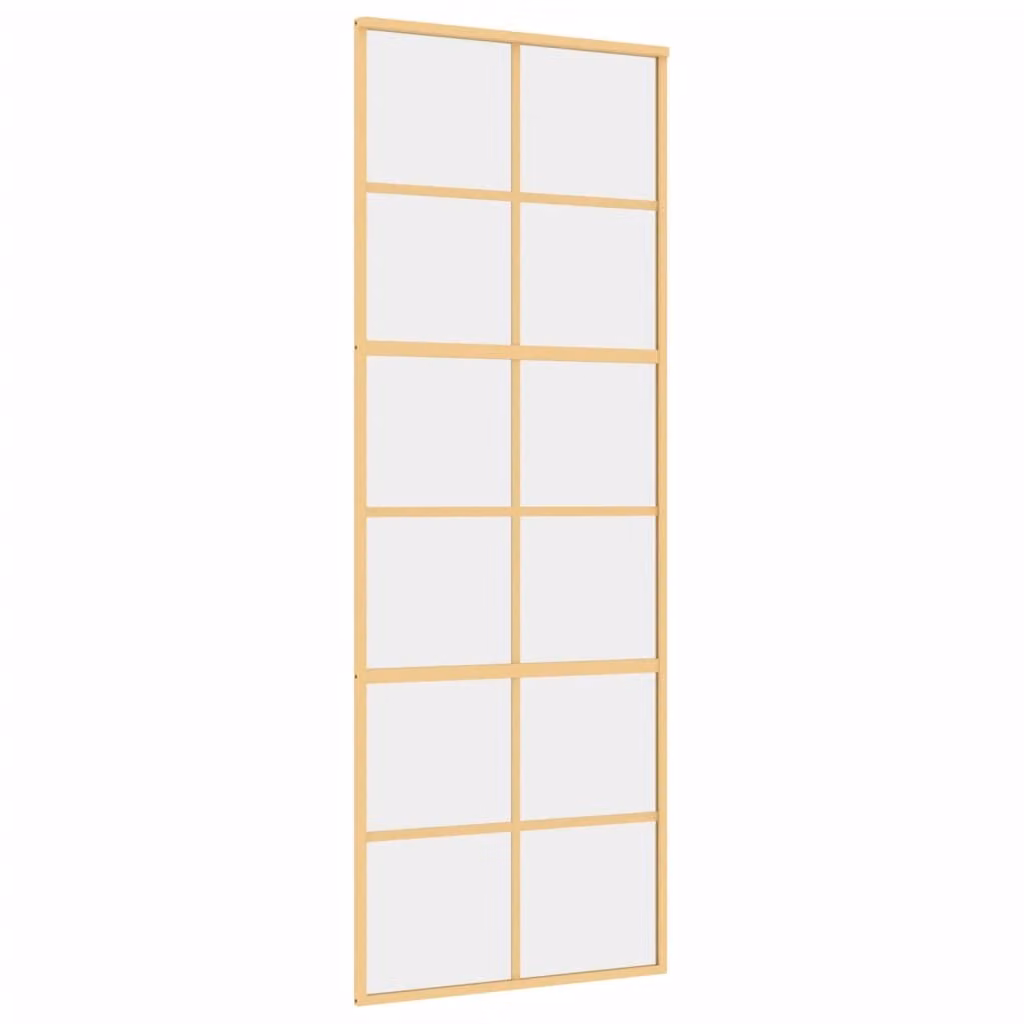 Porta Scorrevole Dorata 76x205 Vetro Trasparente ESG Alluminio