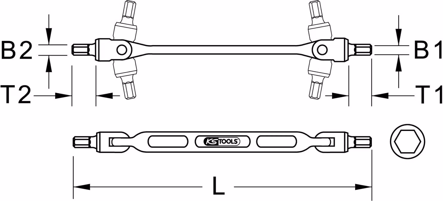 KS TOOLS Chiave esagonale a doppio snodo 3x4 mm - 517.0341