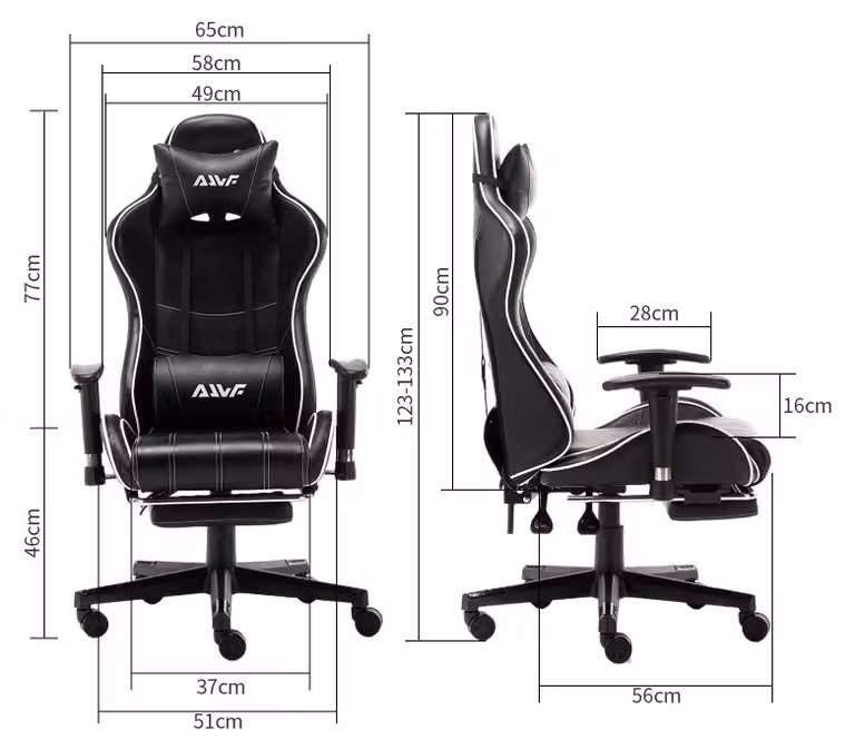 Sedia da gaming – Sedia da ufficio in stile auto da corsa, con imbottitura in memory foam e poggiapiedi