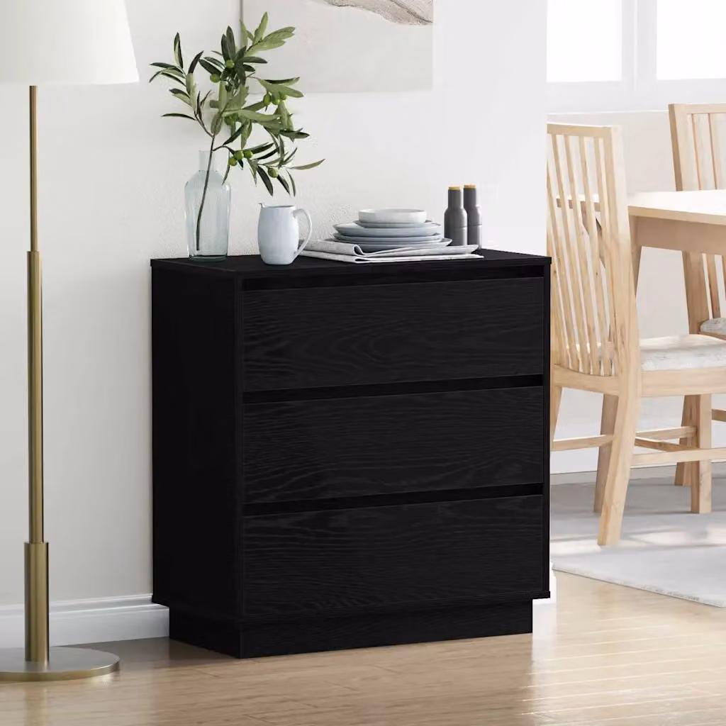 vidaXL Armadio da Notte Moderno in MDF con Illuminazione Integrata, Colore Nero e Marrone, L: 71 cm, P: 34,5 cm, H: 75 cm