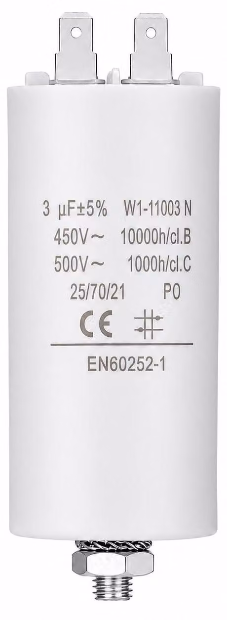 Condensatore di avviamento per motore elettrico - Capacità: 3,0 µF - Tensione: 450 VAC