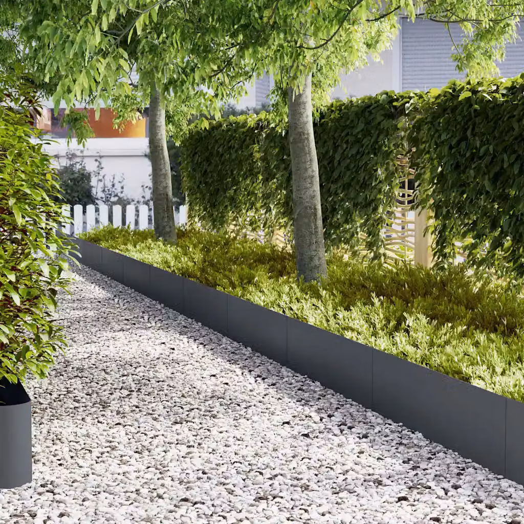 Set di 50 bordure per prato vidaXL in acciaio, colore antracite, L: 100 cm, P: 0,05 cm, H: 30 cm