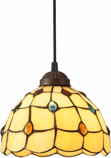 LÚZETE Lampada da soffitto Art Nouveau in vetro e metallo multicolore giallo e marrone, Diametro: 20 cm