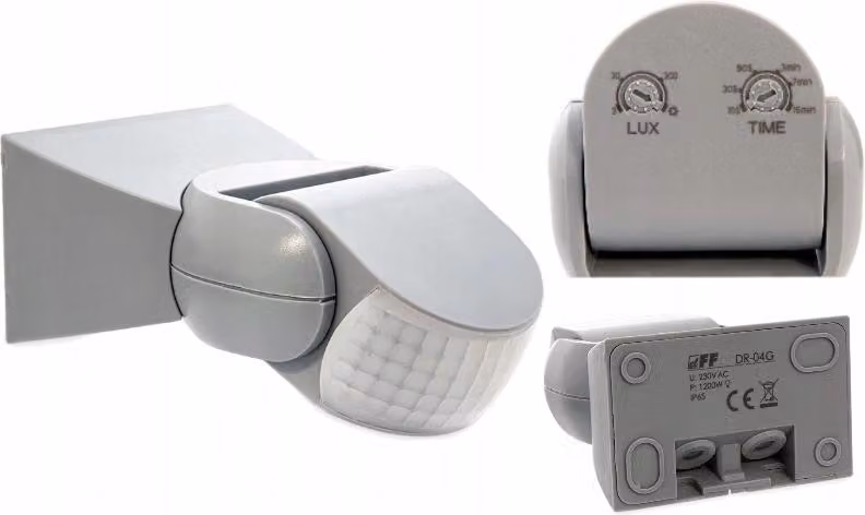 F&F | Sensore Di Movimento DR-04G - Grigio - IP65 - Impermeabile - Energoefficiente - Rilevamento Orientabile