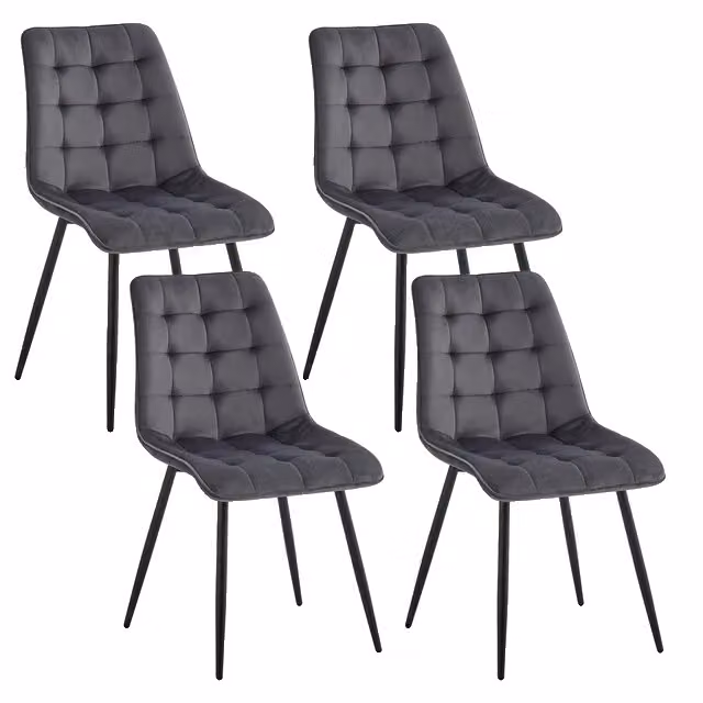 Sedie da sala da pranzo, velluto, design moderno, grigio