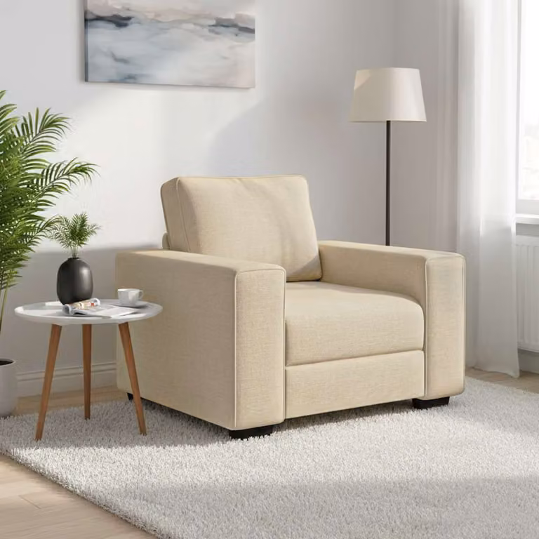 Poltrona lounge moderna vidaXL in tessuto beige con braccioli L/P/H: 100 x 77 x 82 cm