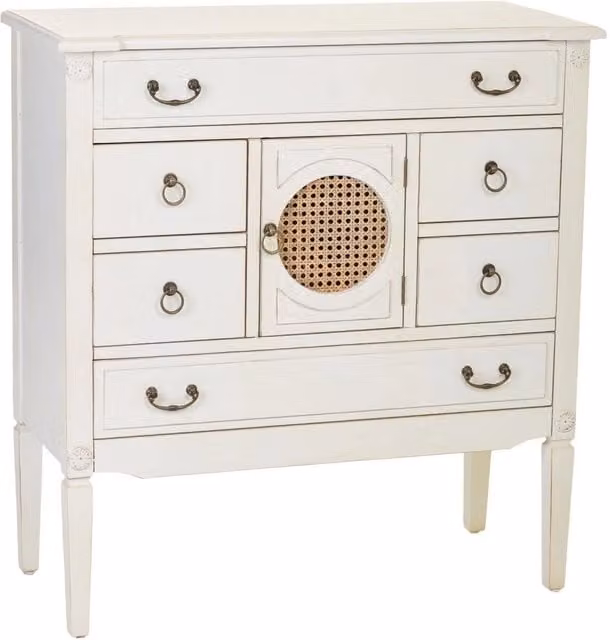 Cassettiera in legno con griglia bianca 85x38x90h