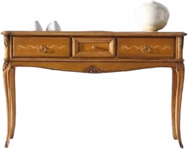 Consolle classica in legno intarsiata con decoro floreale Mobili 2G L/P/H: 131 x 39 x 81 cm