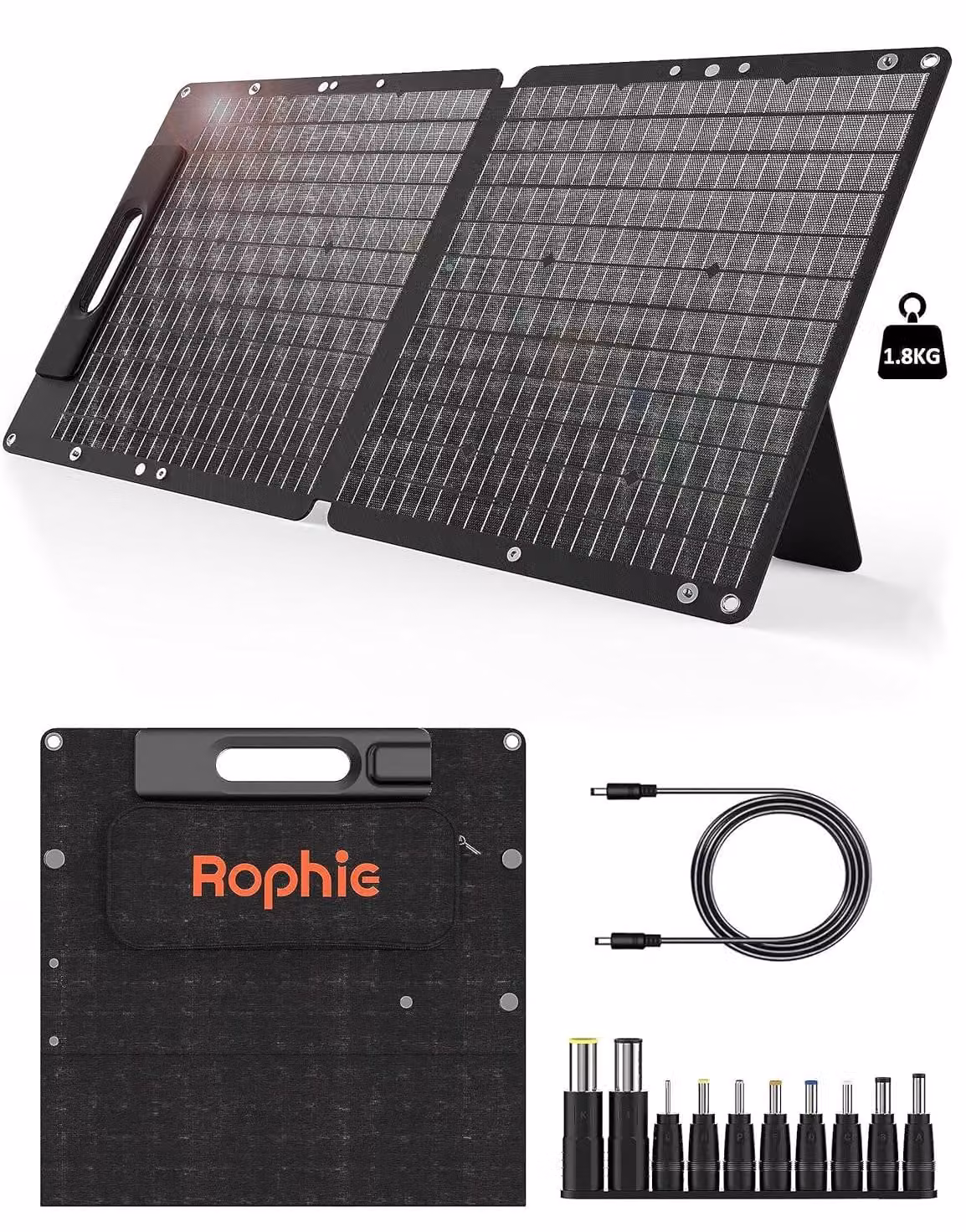 Pannello solare pieghevole, 60 W, pannello solare portatile, monocristallino, flessibile, con uscita USB/tipo C/DC, 1,8 kg, ultraleggero, grado di protezione IPX67, ideale per campeggio e attività all'aperto