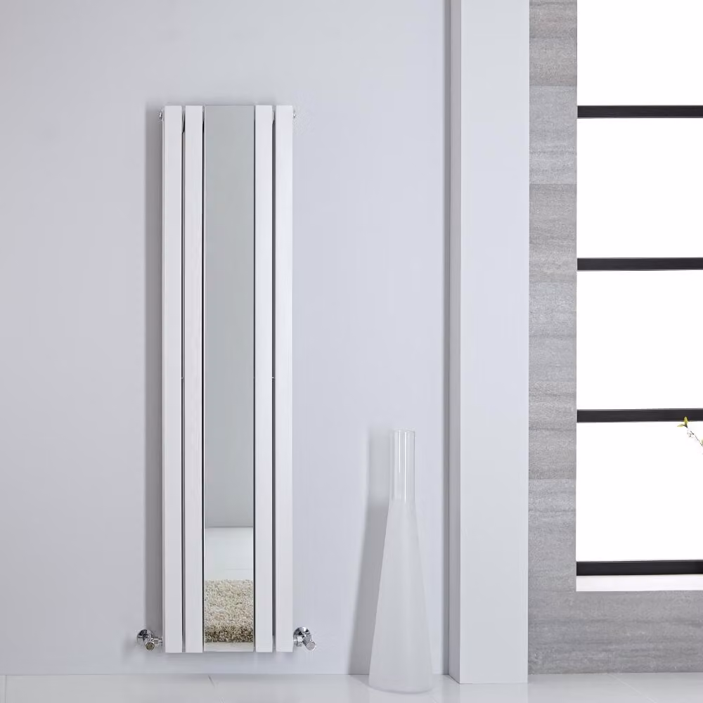 Radiatore Verticale Design Bianco con Specchio 1600x385mm 960W - Stile Moderno - Salvaspazio - Sloane
