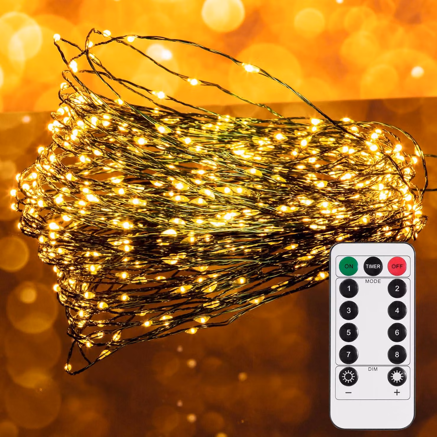 Catena luminosa per interni, illuminazione per albero di Natale, 15 metri con 300 LED, alimentazione a batteria