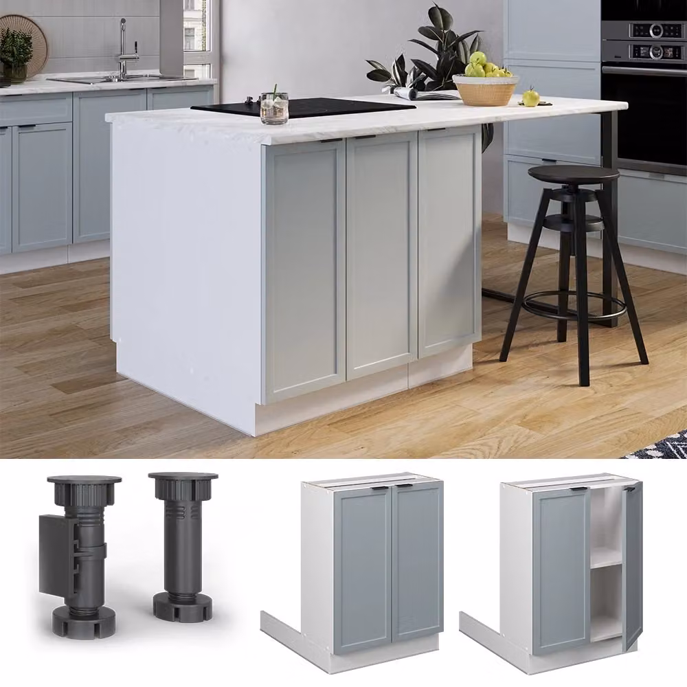 Isola cucina Fame-Line Vicco Blu-grigio chiaro e Bianco, base freestanding senza piano di lavoro, L: 60 cm, P: 30 cm, H: 82 cm – 2