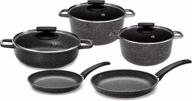 Batteria di Pentole 8 Pezzi in Alluminio Pressofuso Antiaderente Olympia Hard Cook