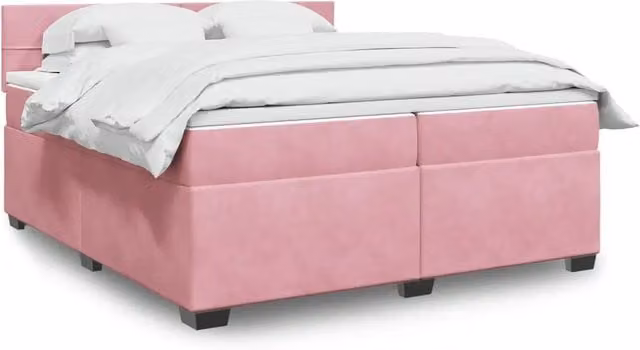 Letto Ibrido vidaXL con Materasso a Molle Insacchettate e Struttura in Velluto Rosa e Bianco L/P: 200 x 200 cm