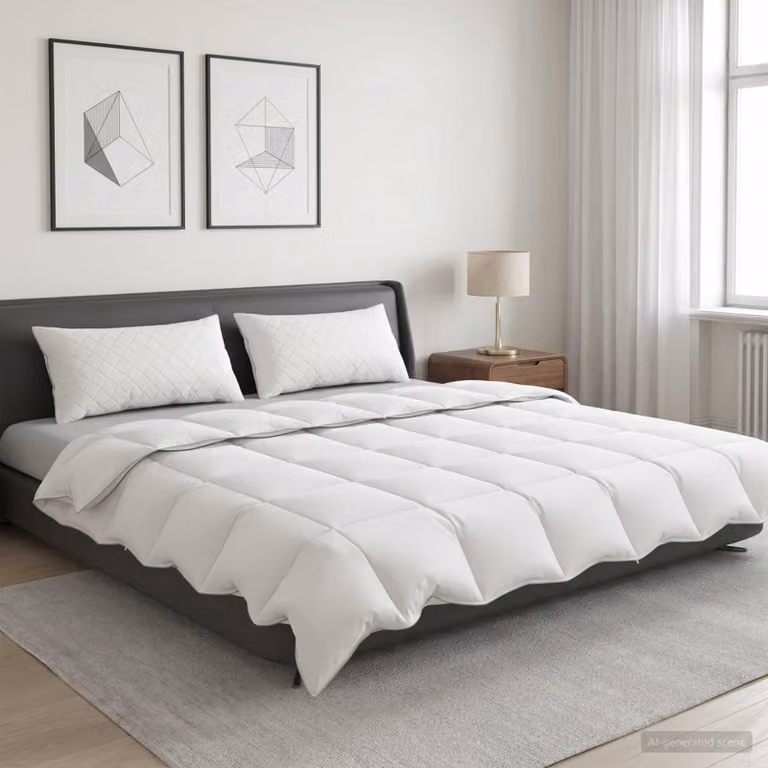 Set di 3 piumoni e cuscini vidaXL FULDA in piume d'oca e cotone, versione estiva, bianco, 200 x 200 cm