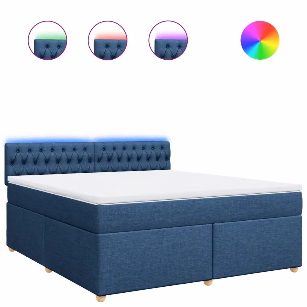 Letto Ibrido vidaXL con Materasso Blu e Bianco, Struttura in Legno di Pino e Tessuto, con Illuminazione Sotto il Letto e Porta di Ricarica USB, L/P: 180 x 200 cm – 2
