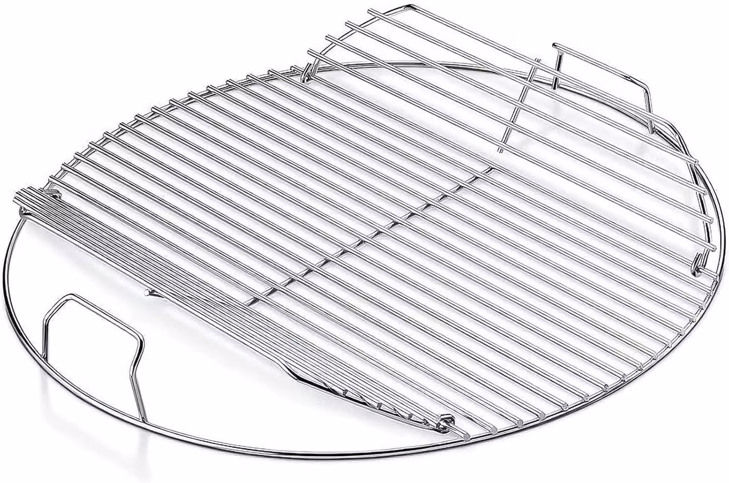 Elemento di cottura pieghevole a forma circolare, in acciaio inossidabile cromato, diametro 54,6 cm, per barbecue a carbone